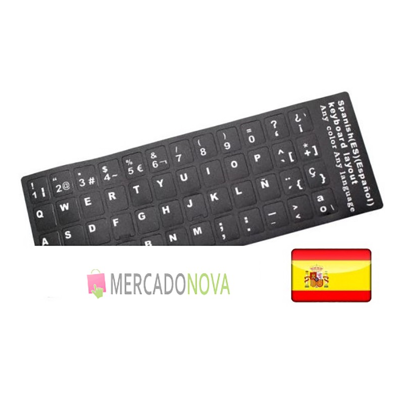 Pack de 3 pegatinas para teclado portátil español negro